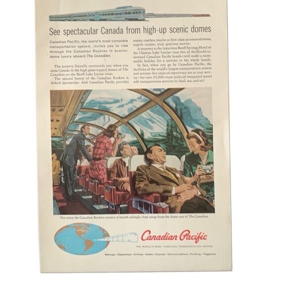 Vintage 1960 Canadian Pacific Railway Scenic Domes Ad Advertisment - Picture 1 of 4